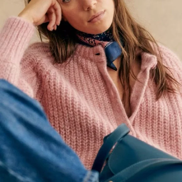 Sezane Pink Women's Cardigan Sweater - Picture 7 of 15
